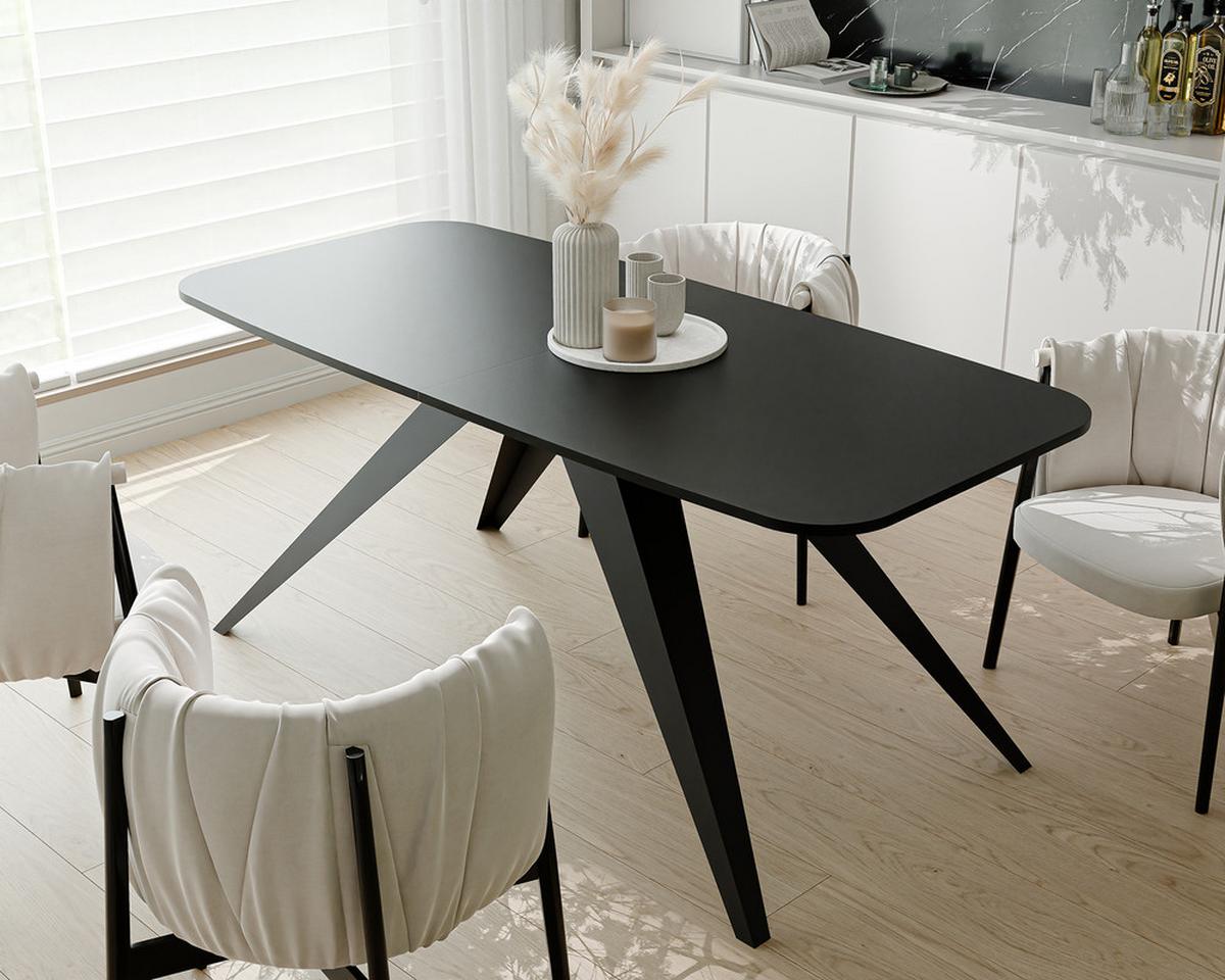 AUSZIEHTISCH FENTO 180/90/76 cm, Schwarz - Schwarz, Holzwerkstoff/Metall (90/180/76cm) - Idohome
