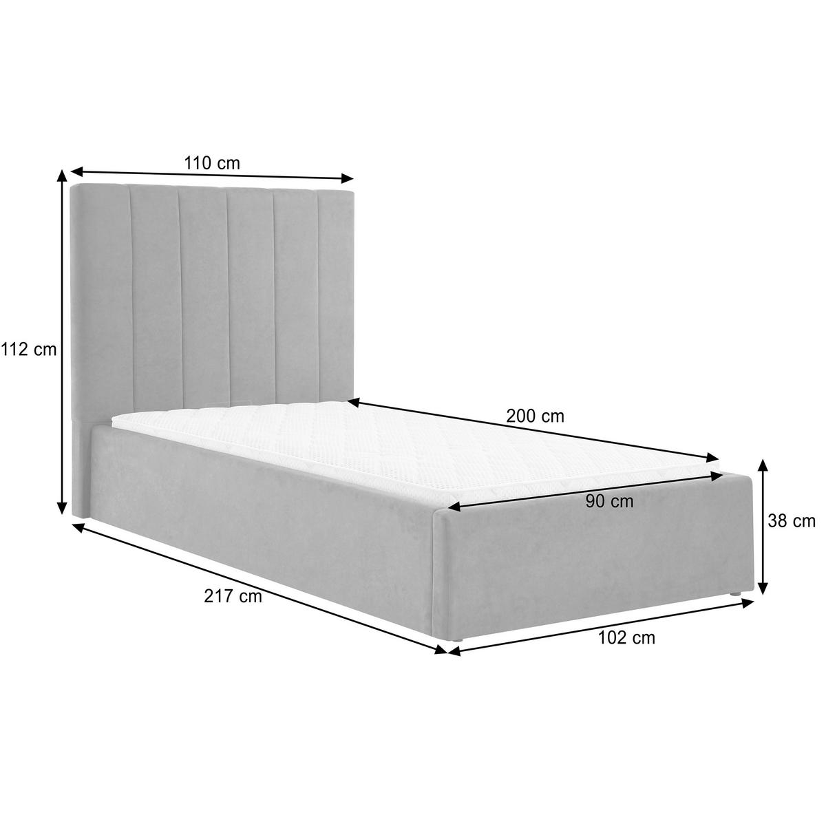 POLSTERBETT Melvio Einzelbett 90x200 cm mit Bettkasten und Schaumstoffmatratze 10 cm, Dunkelgrau - Dunkelgrau, Textil (90/200cm) - Beautysofa