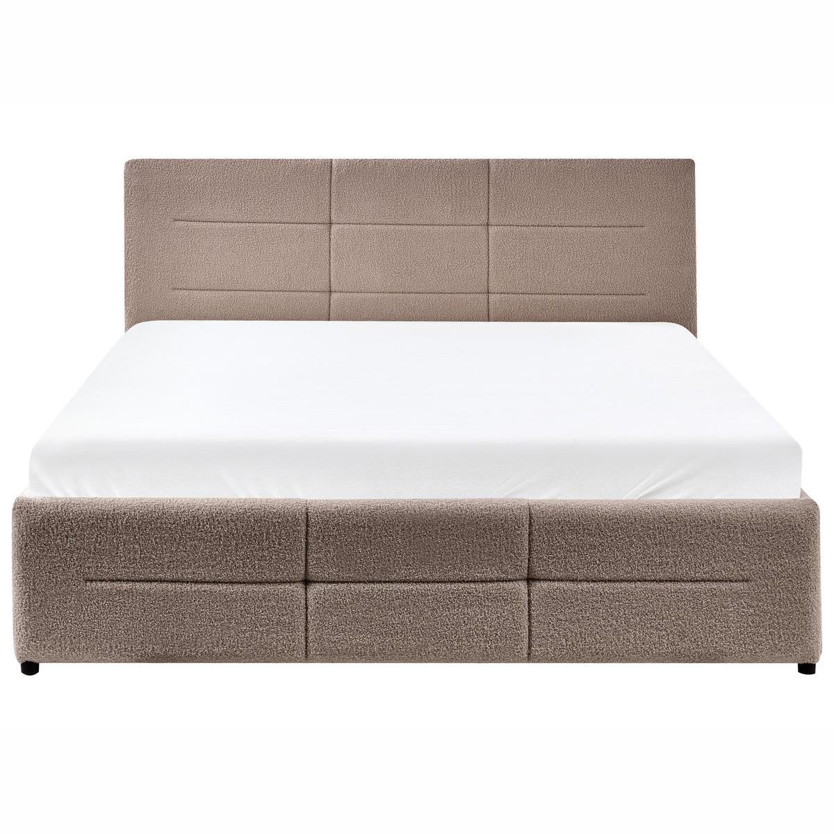 BETT mit Stauraum 140/200 cm Bouclé Taupe Massognes - Taupe, Textil (140/200cm) - Beliani