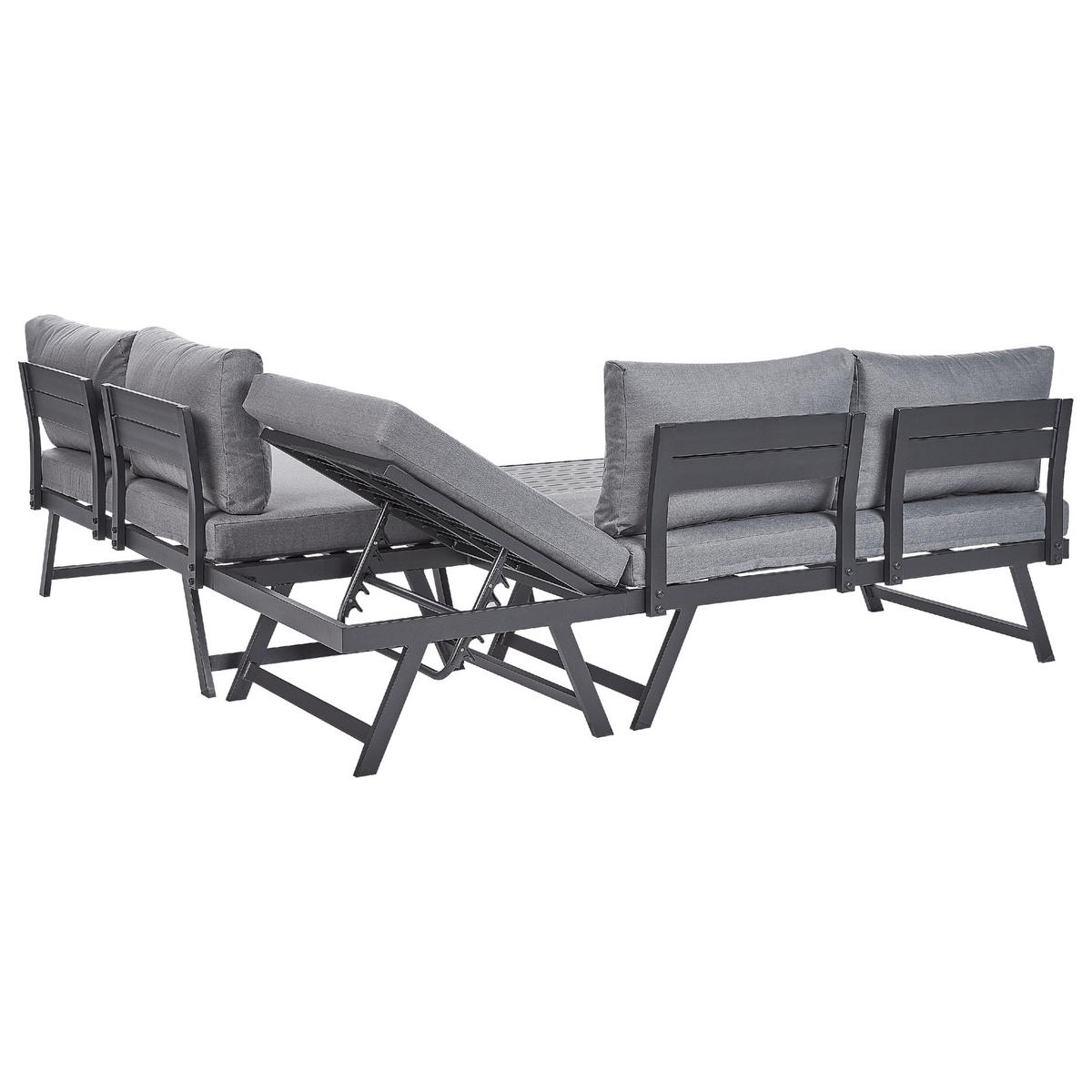OUTDOOR-KISSENBEZUG Set Dunkelgrau Coccorino - Dunkelgrau, Textil (130/65cm) - Beliani