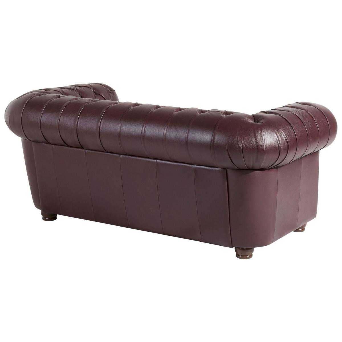 SOFA 2-Sitzer Kalea Bezug Wischleder Buche nussbaum dunkel / rot - Rot, Leder (172/76/98cm) - 58aufmkessel