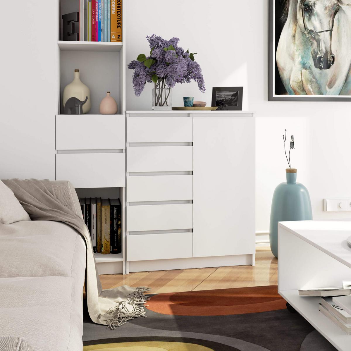 KOMMODE Weiß 97/80/35 - Weiß, Holzwerkstoff (80/97/35cm) - RAUMHIRSCH FURNITURE