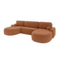 WOHNLANDSCHAFT mit Schlaffunktion und Bettkasten LIRA-U - 335x172x89 Apricot - Dunkelorange, Holzwerkstoff/Textil (335/89/172cm) - ALTDECOR