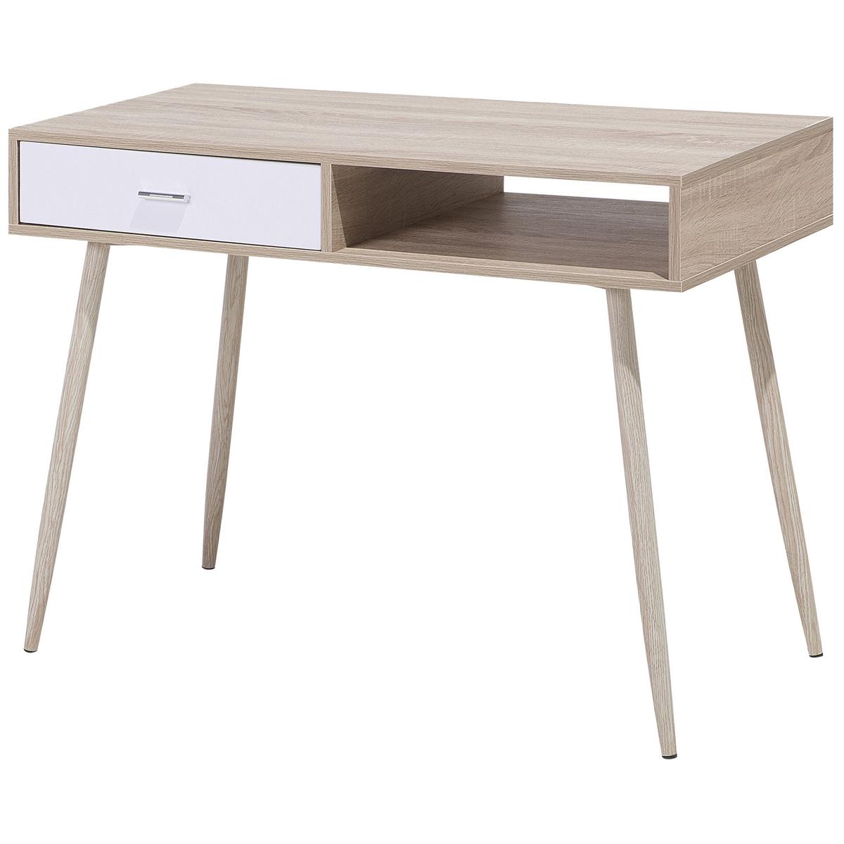 SCHREIBTISCH heller Holzfarbton 100/48/76 cm Deora - Hellgrau, Holzwerkstoff (48/100/76cm) - Beliani