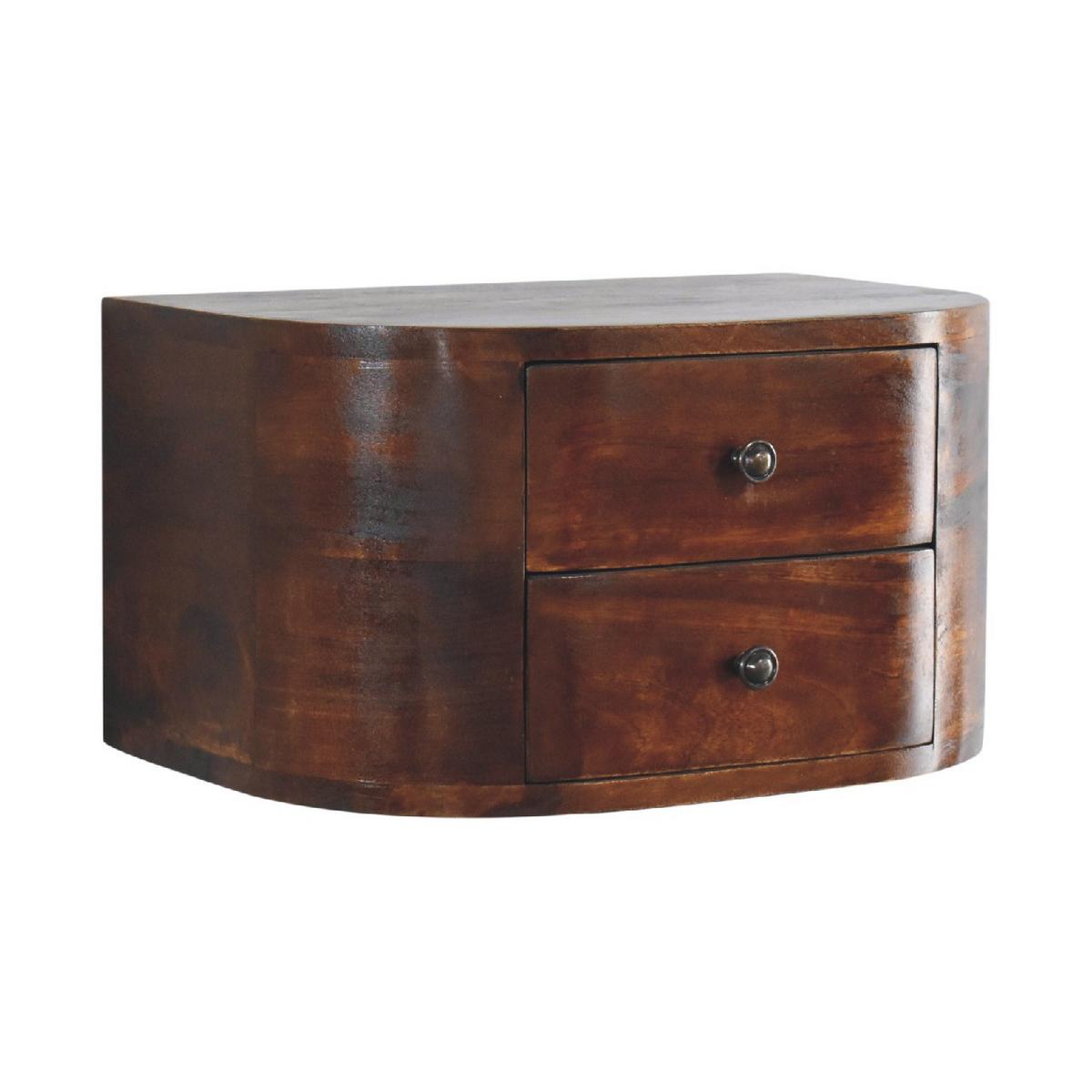 NACHTKASTEN Lunar Schwebend, 2 Schubladen, Dunkelbraun - Dunkelbraun/Messingfarben, Holz/Metall (45/25/30cm) - Artisan Furniture