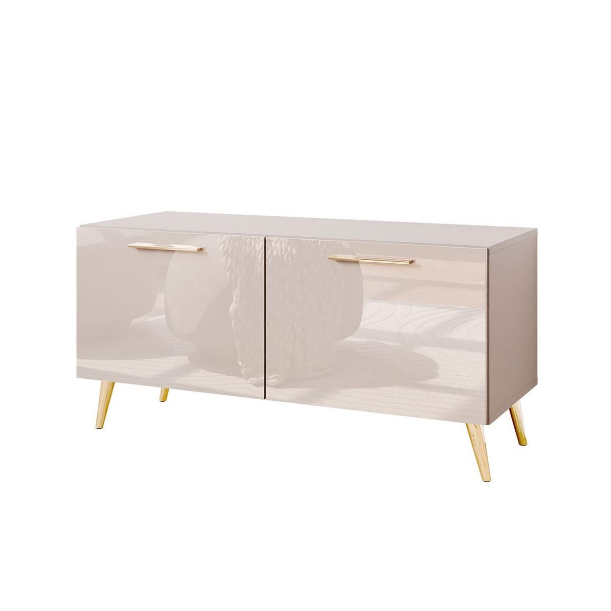 TV-ELEMENT AURA 100 KASCHMIR Hochglanz auf schrägen goldenen Beinen - Kaschmir/Goldfarben, Holzwerkstoff (100/49/40cm) - Lookway