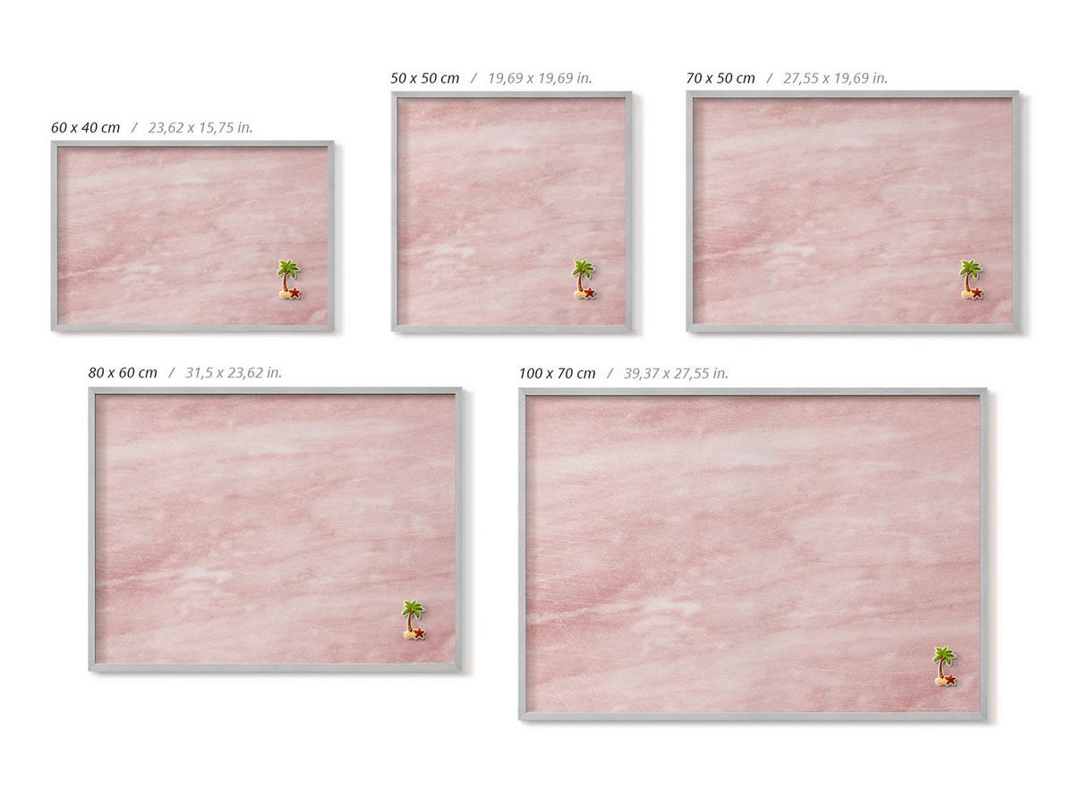 MAGNETTAFEL 70x50 cm Silberner Rahmen Pastell Felsstruktur - Hellrosa, Metall (70/50/0.4cm) - TULUP