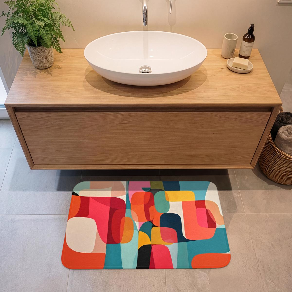 BADEMATTE Formen - Bunt - Abstrakt - Flugzeuge 80x50 cm - Multicolor, Textil (80/50cm) - OnlyWow