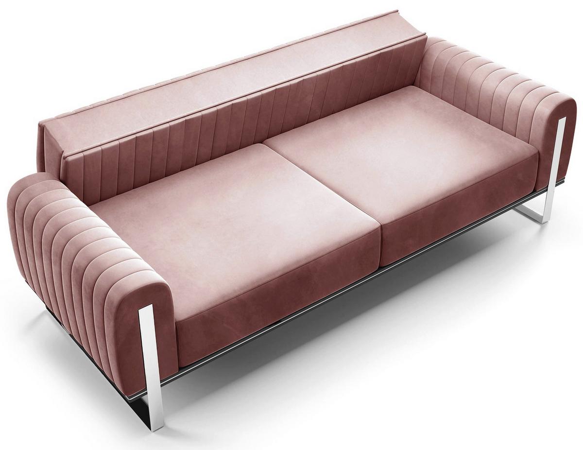 SOFA Parissa 228 cm - Pink/Goldfarben, Textil/Metall (228/79/92cm) - Selsey