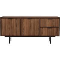 KOMMODE Evron mit 2 Schubalden und 2 Türen, Walnuss - Walnussfarben/Schwarz, Holzwerkstoff/Metall (150/68/40cm) - Beautysofa