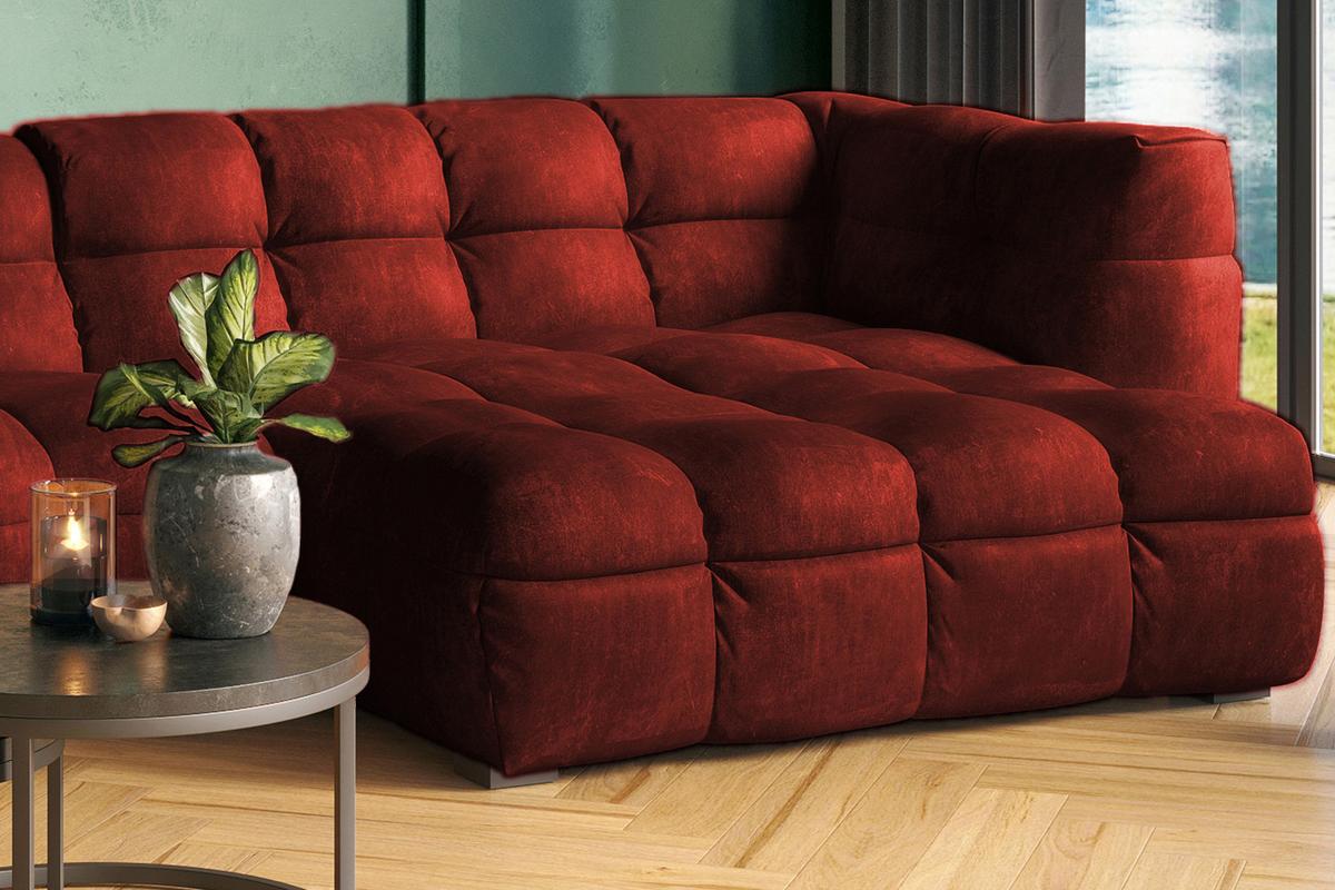 ECKSOFA RIO Bordeaux Velvet - Bordeaux/Schwarz, Textil (319/170cm) - KAWOLA