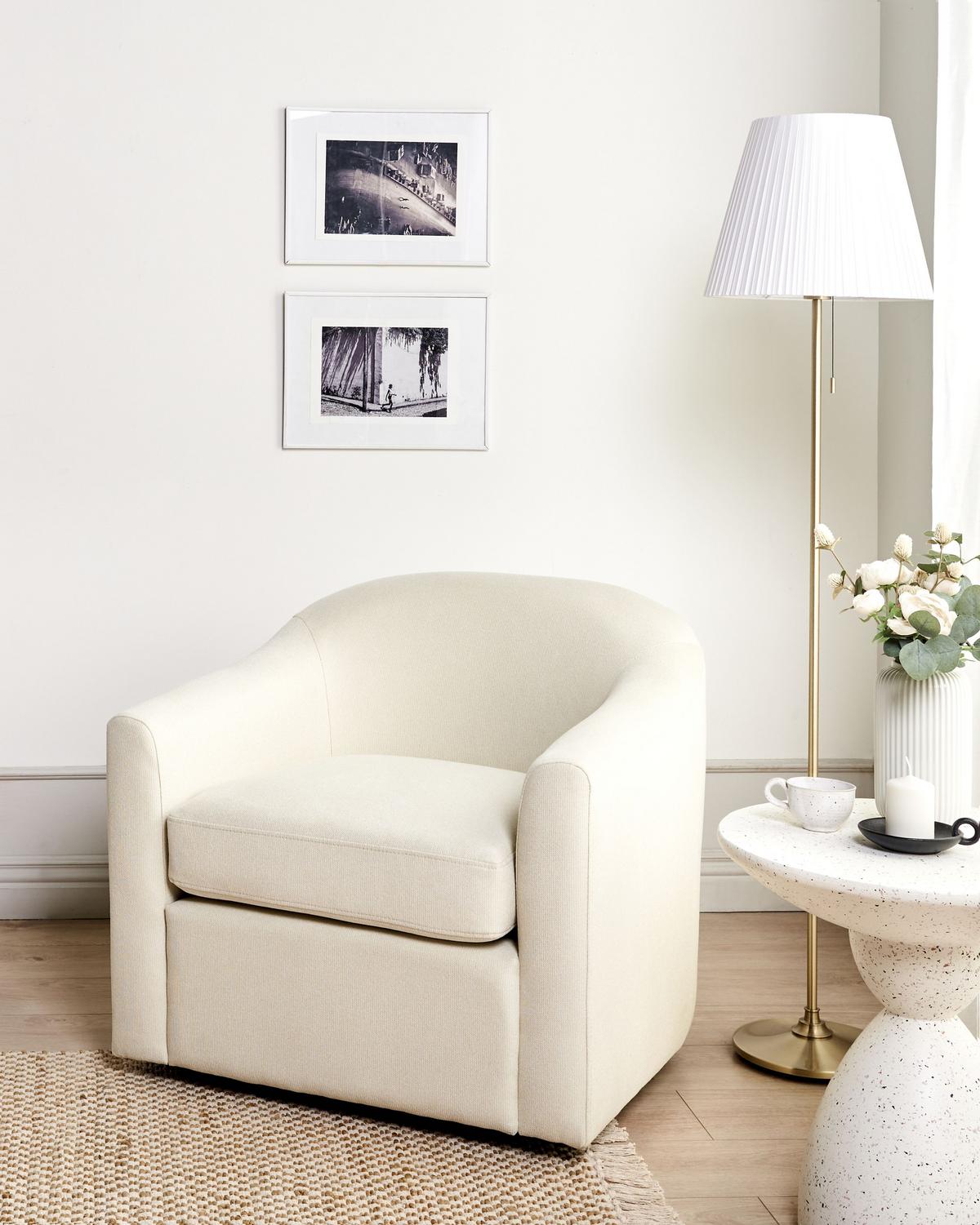 DREHSESSEL Stoff Hellbeige Magnor - Beige, Textil (76/74/73cm) - Beliani