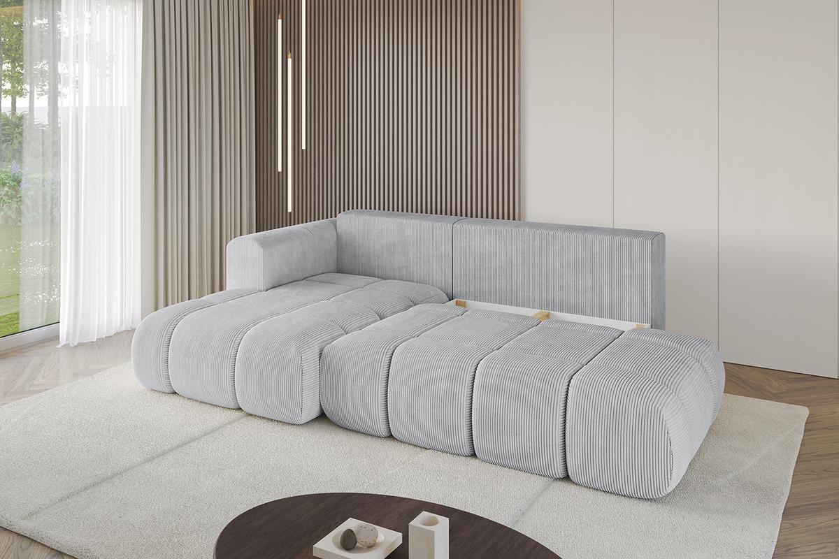 ECKSOFA Ottomane Links CLOUD-L 280x185x90 Grau Cord - Grau, Holzwerkstoff/Kunststoff (180/289cm) - ALTDECOR