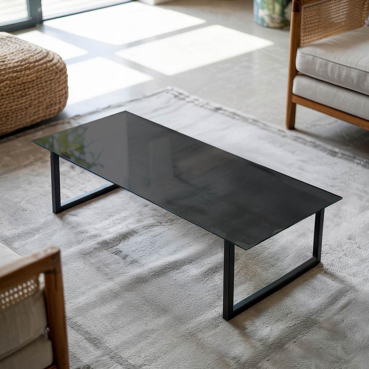 TISCHPLATTE 125x50 cm Farbe Schwarz, glatt - Schwarz, Glas (125/50/0.4cm) - TULUP