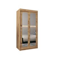 SCHWEBETÜRENSCHRANK 200/100/62 2-türig - Silberfarben/Eiche Artisan, Holz/Kunststoff (100/200/62cm) - MÖBEL KRYSPOL