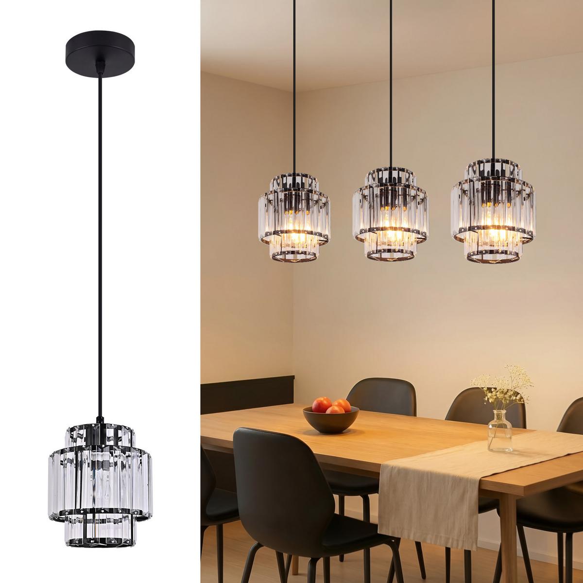 PENDELLEUCHTE Marenor 16/16/143 cm - Schwarz, Glas/Metall (16/16/143cm) - ZMH