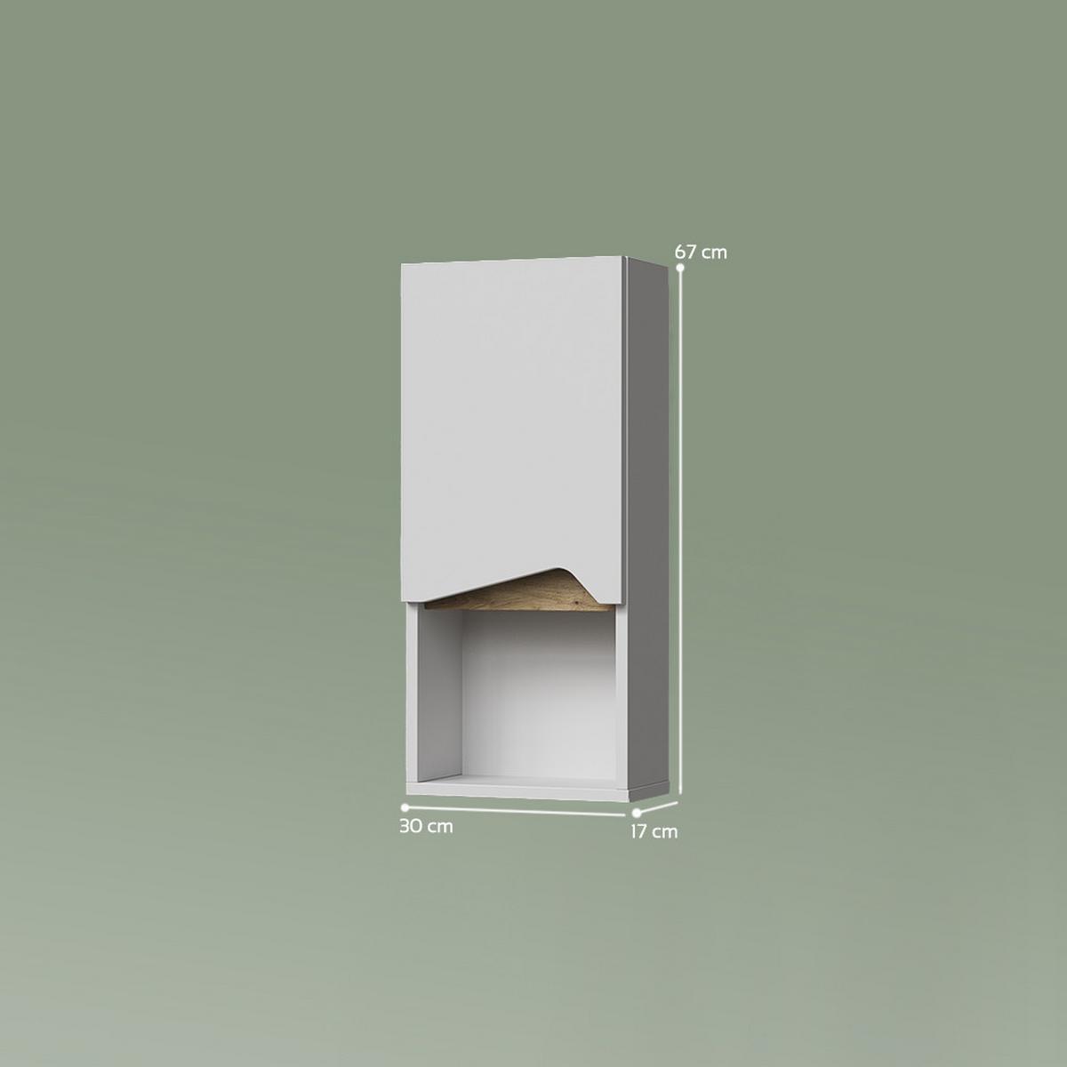 BADSCHRANK Timavo Weiß 30 x 67 cm mit Tür und offenem Fach - Weiß, Holzwerkstoff (30/67/17cm) - Livinity®