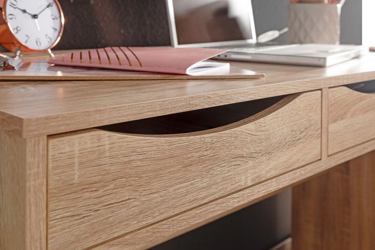 SCHREIBTISCH – Sonoma Eiche, mit Schubladen, praktische Blende, stabil - Beige, Holz (55/120/75cm) - KADIMA DESIGN