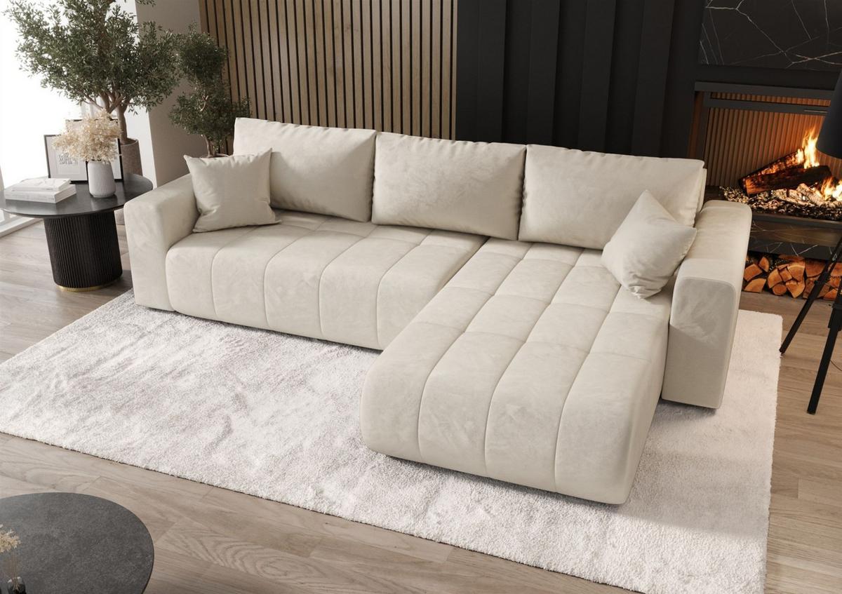 ECKSOFA Camila - Creme, Holzwerkstoff/Textil (280/185cm) - Fun Möbel
