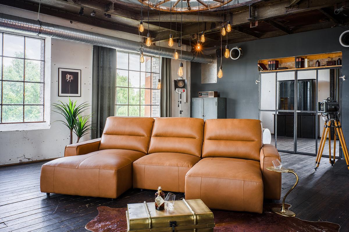 BIGSOFA DORI Braun Leder - Schwarz/Braun, Leder/Kunststoff (288/92/164cm) - KAWOLA