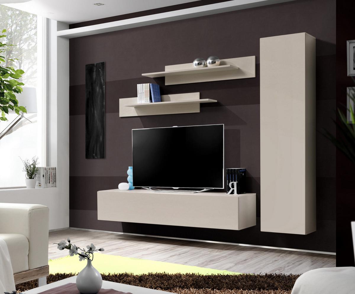WOHNWAND Kaschmir 210 cm 4-teilig hängend, Anbauwand mit Push-to-Open - Kaschmir, Holzwerkstoff (210/170/40cm) - Inn.Furn