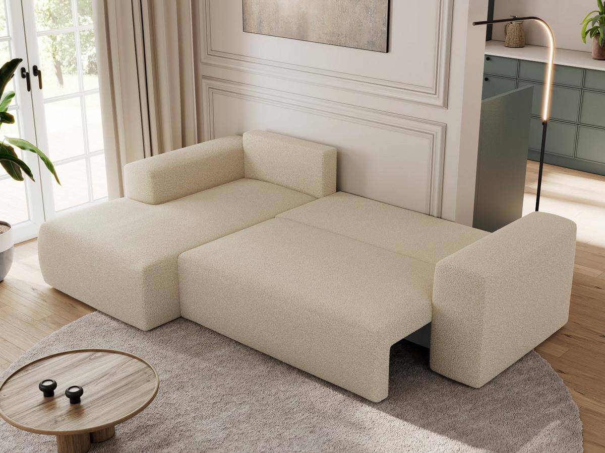 ECKSOFA TRENTINO L Beige Boucle - Links - Beige/Schwarz, Kunststoff/Textil (266/164cm) - MKS