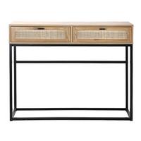 KONSOLE aus Rattan mit 2 Schubladen - L100cm - Eschefarben, Holzwerkstoff (36/35/80cm) - Calicosy