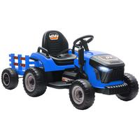 KINDER-ELEKTROTRAKTOR 3-Gang mit Anhänger, 2 Motor, für 3-8 Jahre, Blau - Blau, Metall (139/58/55cm) - AIYAPLAY