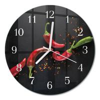 WANDUHR aus Glas Ø30 cm - Chilischoten - Schwarz, Glas (30/30/0.4cm) - TULUP