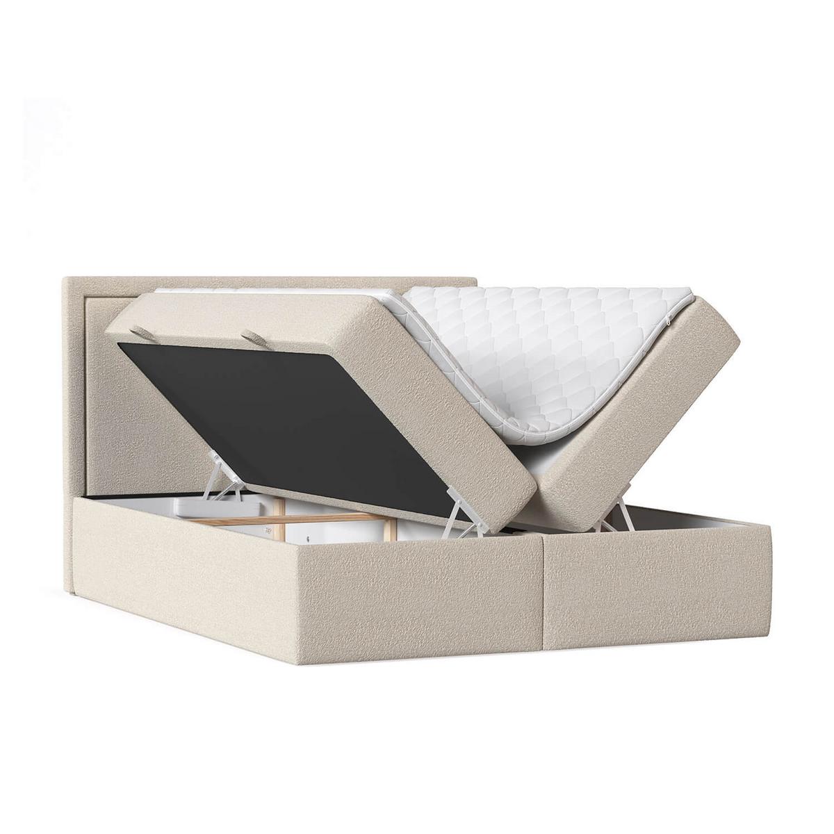 BOXBETT Jodan 120/200 cm Beige im Baloo Stoff - Beige/Schwarz, Holz/Holzwerkstoff (120/200cm) - AltaBeds