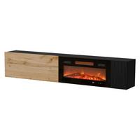 TV-LOWBOARD Capital 200 EF mit Kamin - Eiche Wotan/Schwarz, Holzwerkstoff (200/38/30cm) - MIRJAN24