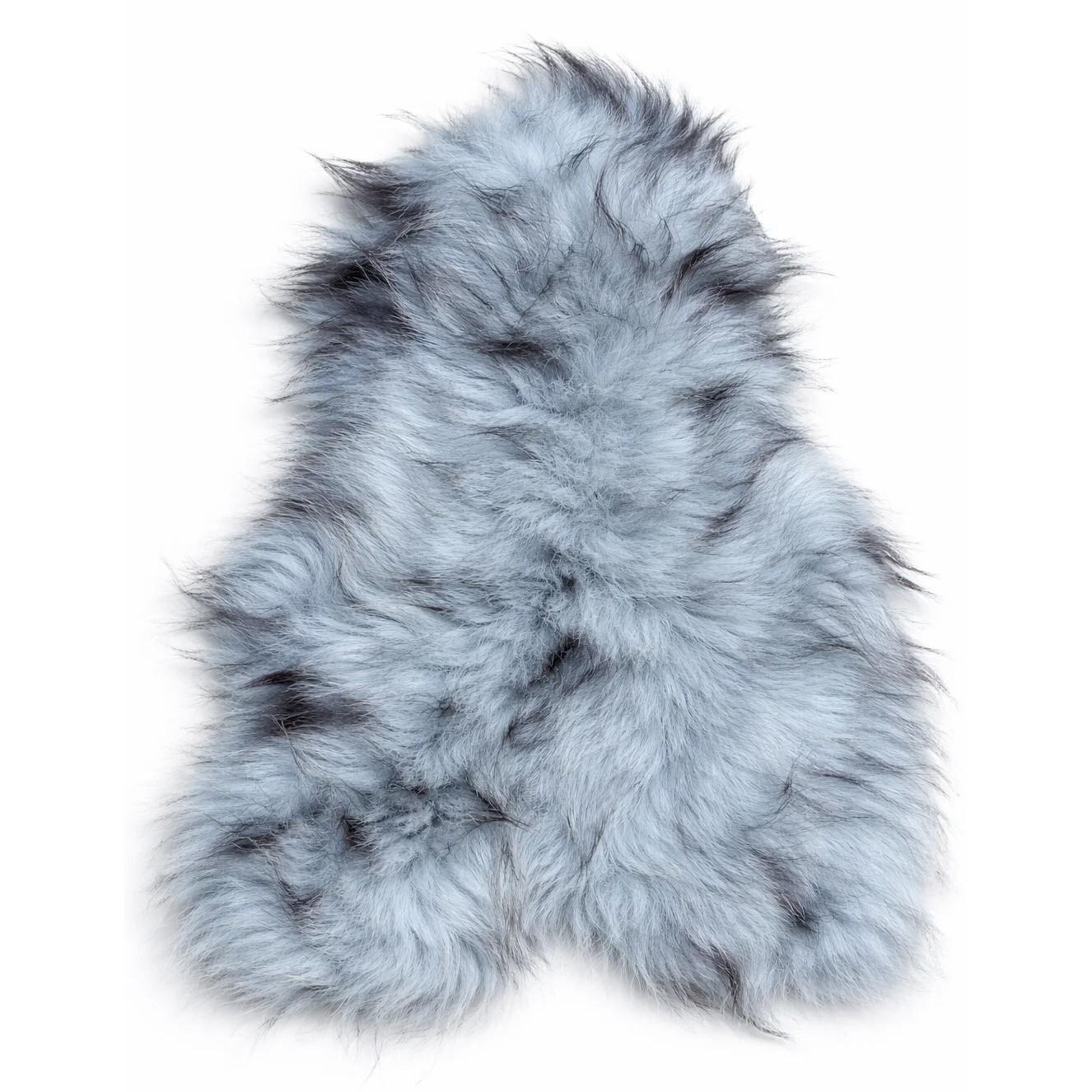 SCHAFFELL Langhaar skandinavisch weich chromfrei Hellgrau-Schwarz geflammt ca. 105 cm - Hellgrau/Schwarz, Fell (55/105cm) - Provellus