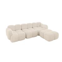 ECKSOFA modulares Sofa Rechts Miko-L2 302x205x75 Beige Cord - Beige/Schwarz, Holzwerkstoff/Kunststoff (302/205cm) - ALTDECOR