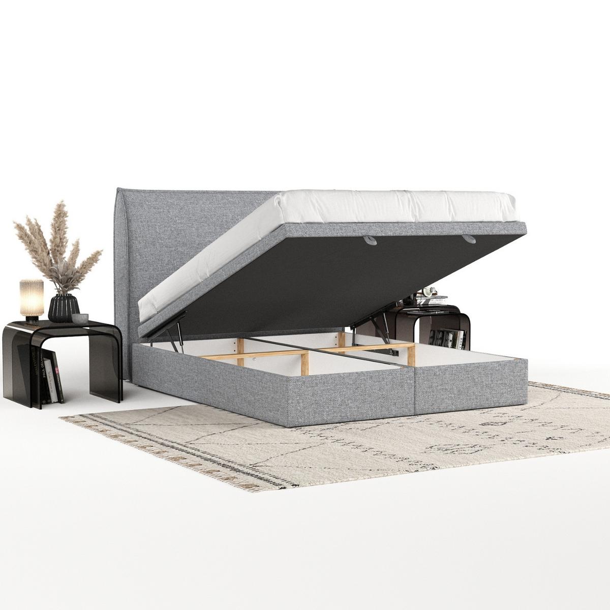 POLSTERBETT Tuvalu mit Stauraum 200/200 cm Grau im Alta Stoff - Schwarz/Grau, Holz/Holzwerkstoff (200/200cm) - AltaBeds