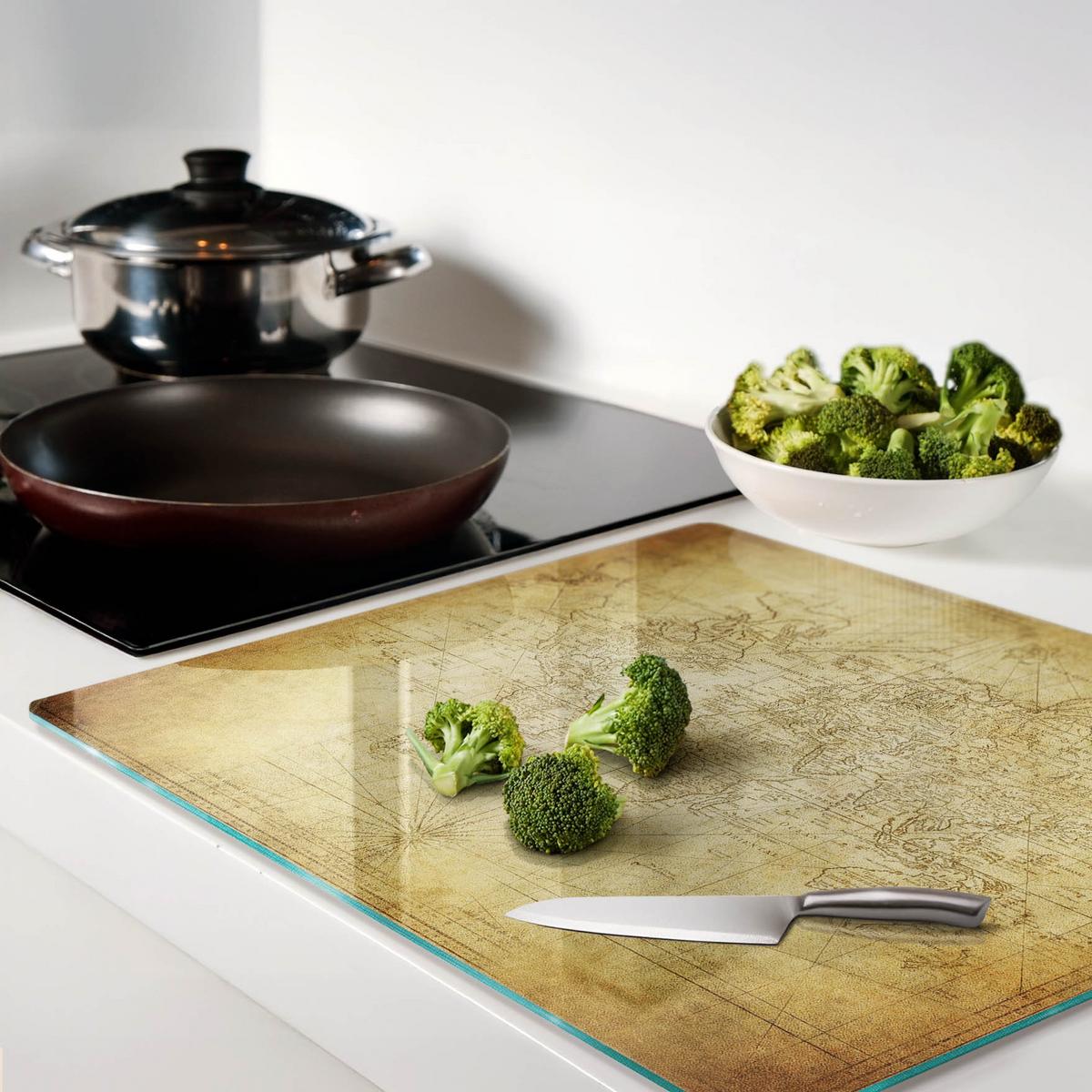 GLASPLATTE 60x52 cm Alte Weltkarte - Beige, Glas (60/0.4/52cm) - TULUP