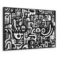 LEINWAND Bilder mit Rahmen - Symbole - Abstrakt - Grafik - Schwarz - 120x80 - Schwarz, Textil (120/80cm) - MuchoWow