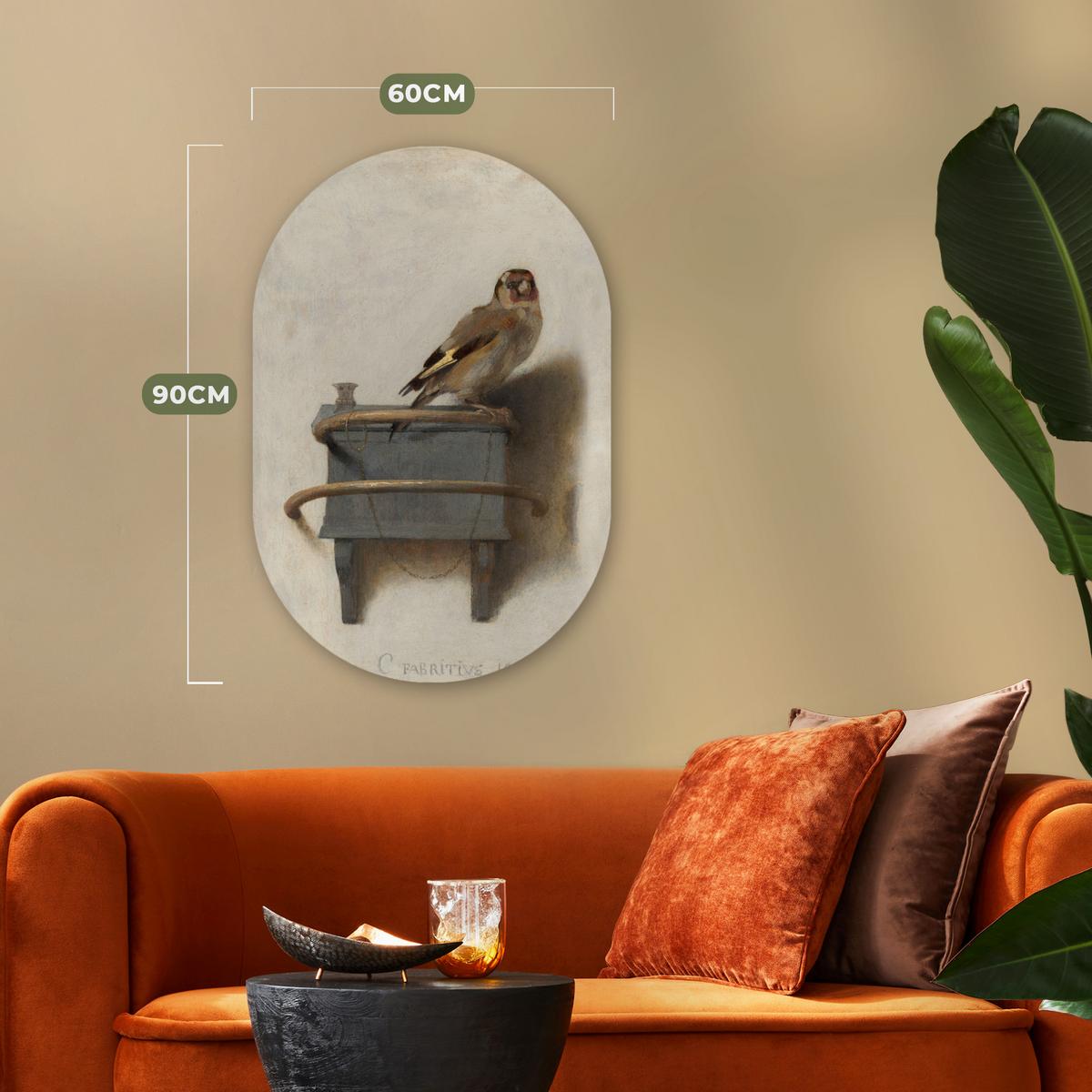 WANDBILD Stieglitz - Alter Meister - Carel Fabritius Wanddeko Schlafzimmer 60x90 cm - Grau, Kunststoff (60/90cm) - MuchoWow