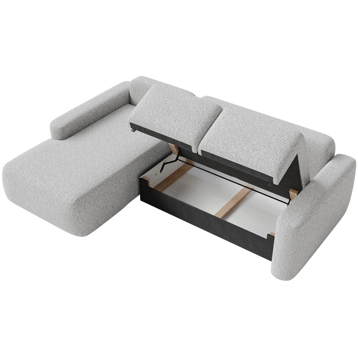 ECKSOFA Carnos Mini Hellgrau Chenille - Hellgrau/Schwarz, Kunststoff/Textil (238/164cm) - Selsey