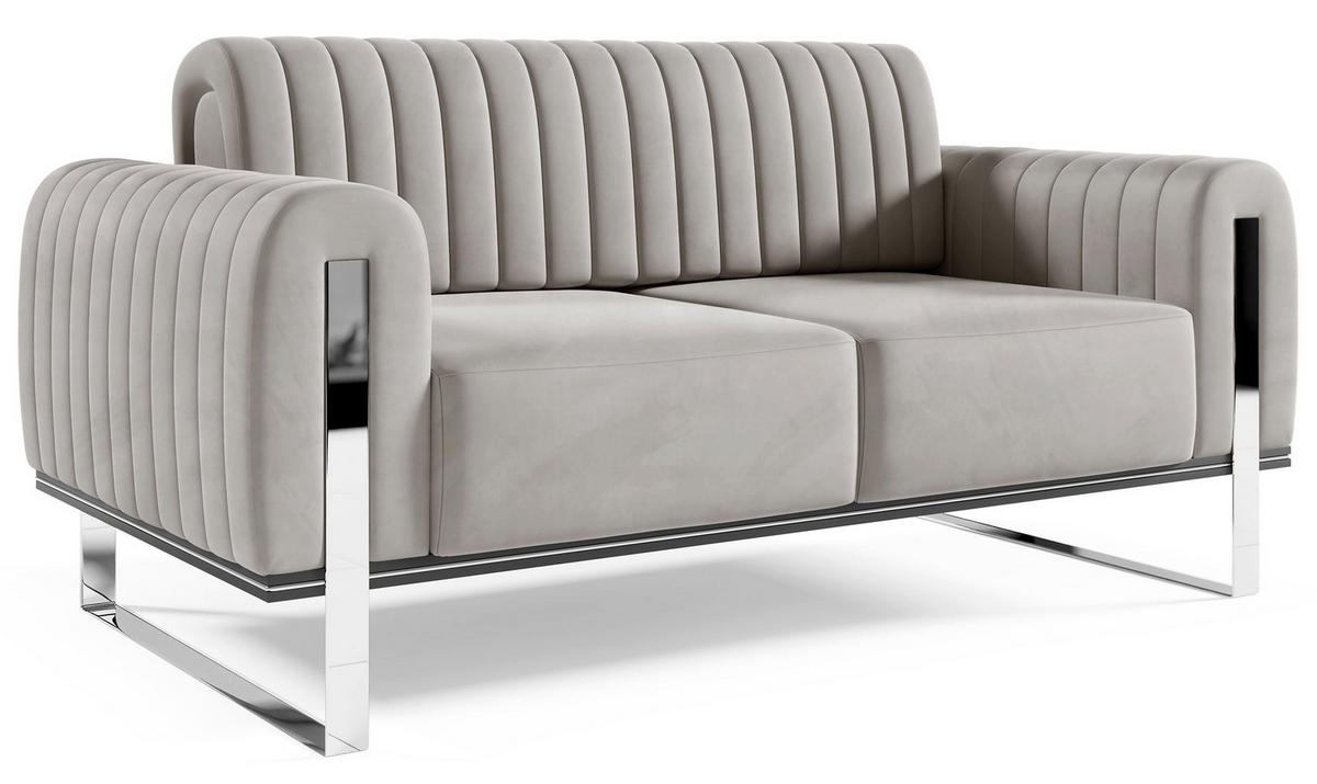 SOFA Parissa 164 cm - Silberfarben/Hellgrau, Textil/Metall (164/79/92cm) - Selsey