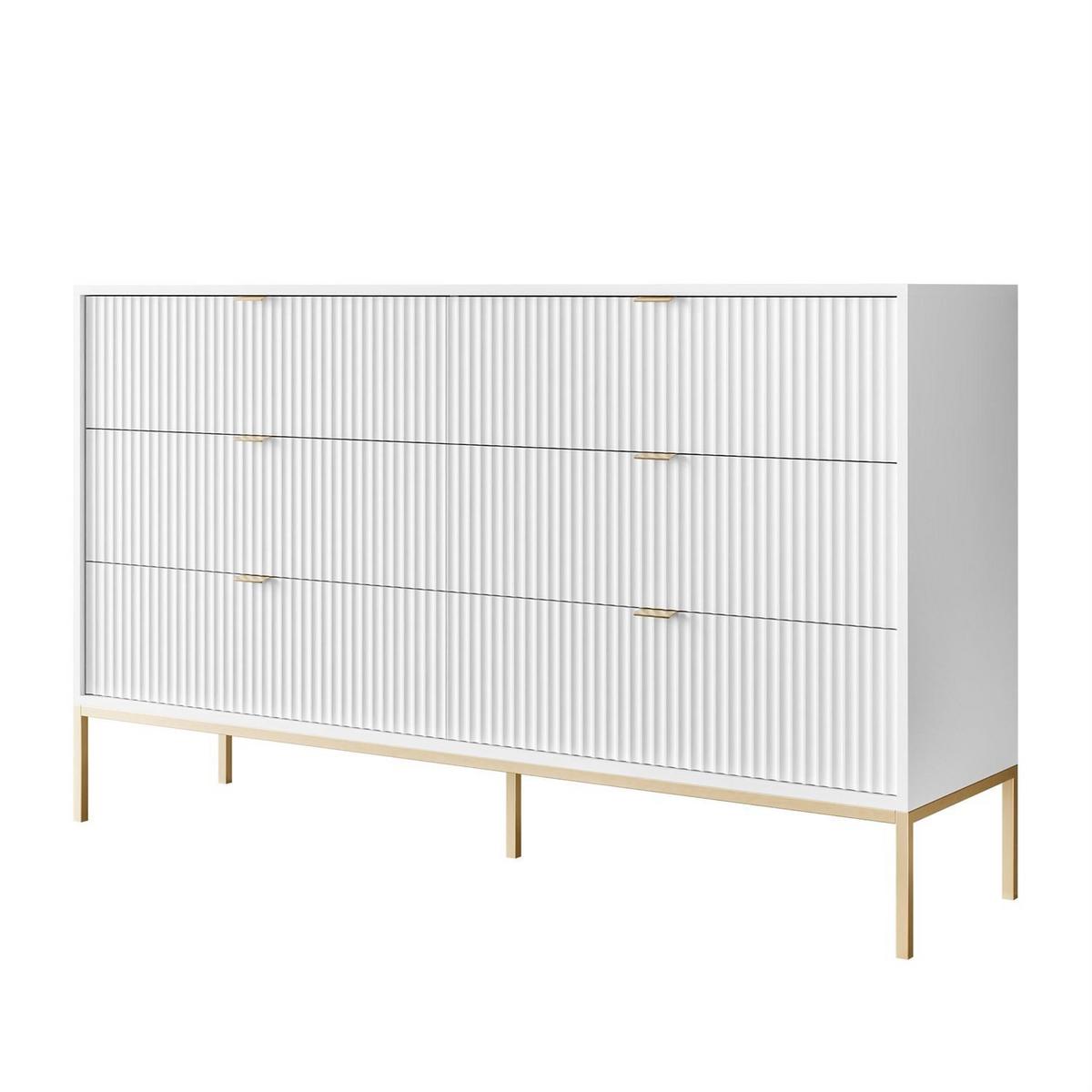 SIDEBOARD CORTADO GOLD KS154 MIT SCHUBLADEN WEISS - Weiß, Holzwerkstoff (154/91/39cm) - Lookway
