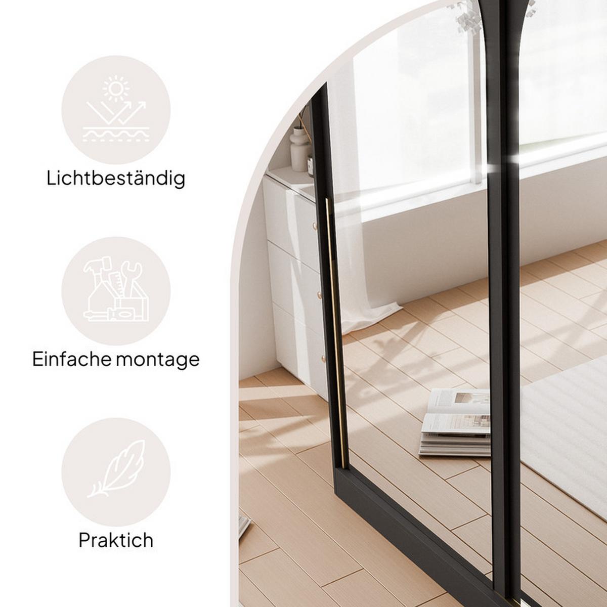 SCHWEBETÜRENSCHRANK CLARITY 2-türig 180/65/215 cm Schwarz / goldene Griffe - Goldfarben/Schwarz, Holzwerkstoff/Kunststoff (180/215/65cm) - Idohome