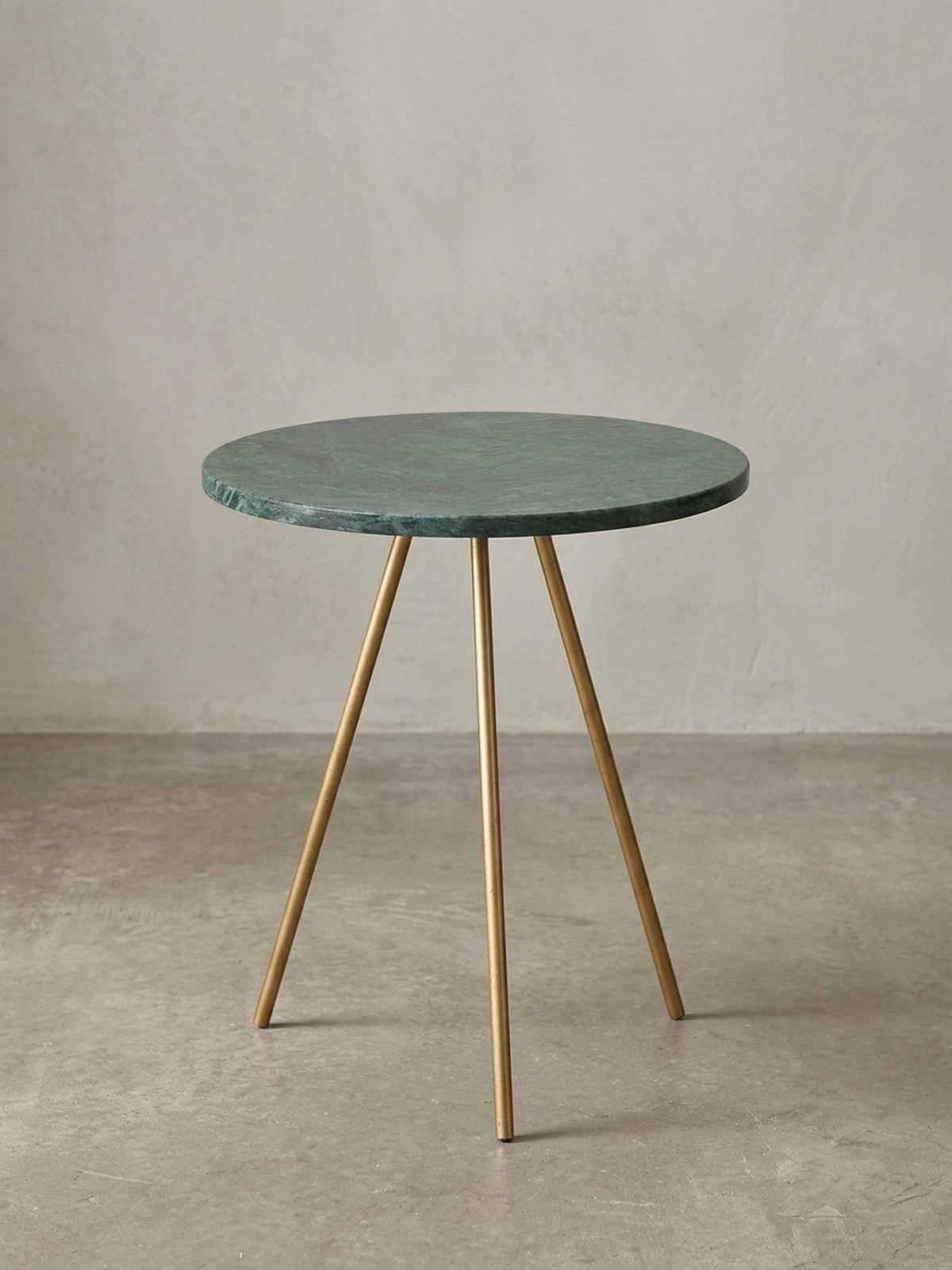 BEISTELLTISCH – Echter Marmor Grün Gold Metallbeine 38x38x44 cm - Goldfarben/Grün, Stein/Metall (38/38/44cm) - KADIMA DESIGN