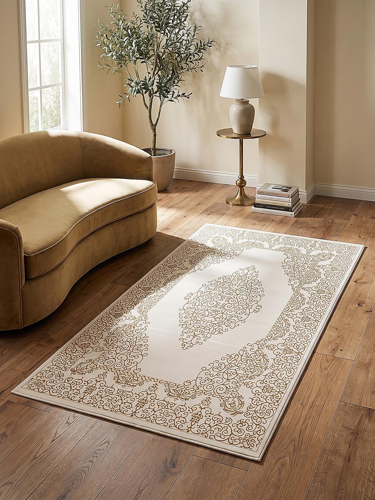LÄUFER ERESMA Orient-Medaillon Polyester Creme 80 x 300 cm - Creme, Textil (80/300cm) - KADIMA DESIGN
