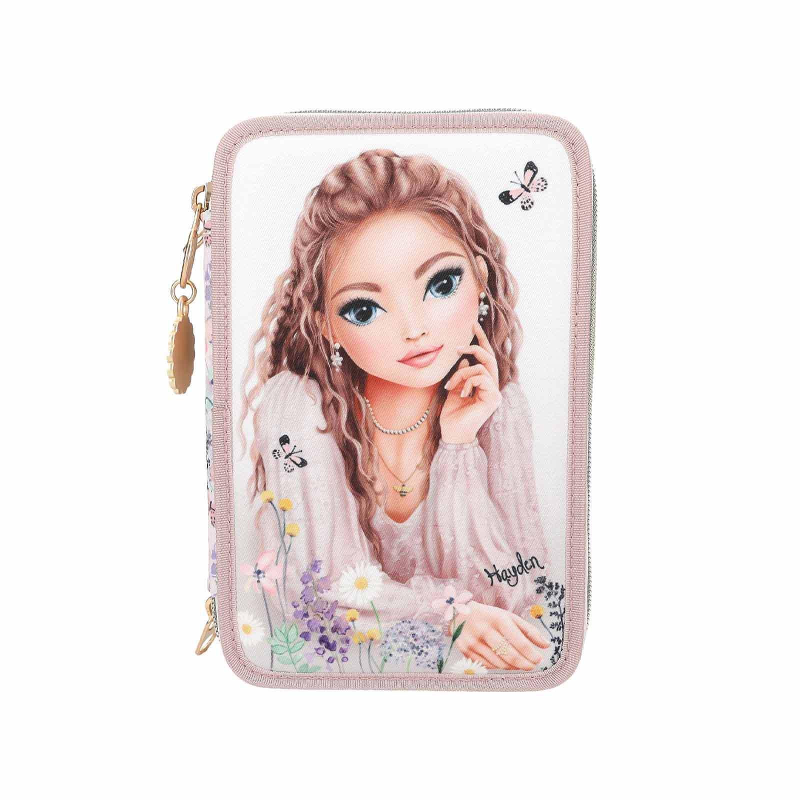 3-FACH FEDERTASCHE SUMMER FEELING INKL. STIFTE TOPModel violett 7,5 x 13 x 20 cm - Violett, Kunststoff (13/20/7.5cm) - Depesche Germany