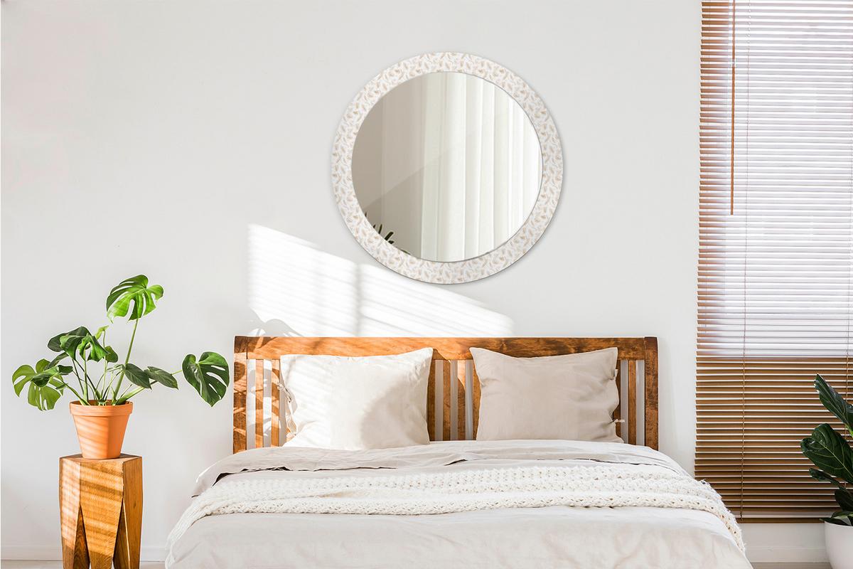 SPIEGEL Rund Ø 80 cm mit Aufdruck - Creme, Glas (80/80/0.4cm) - Wallfluent