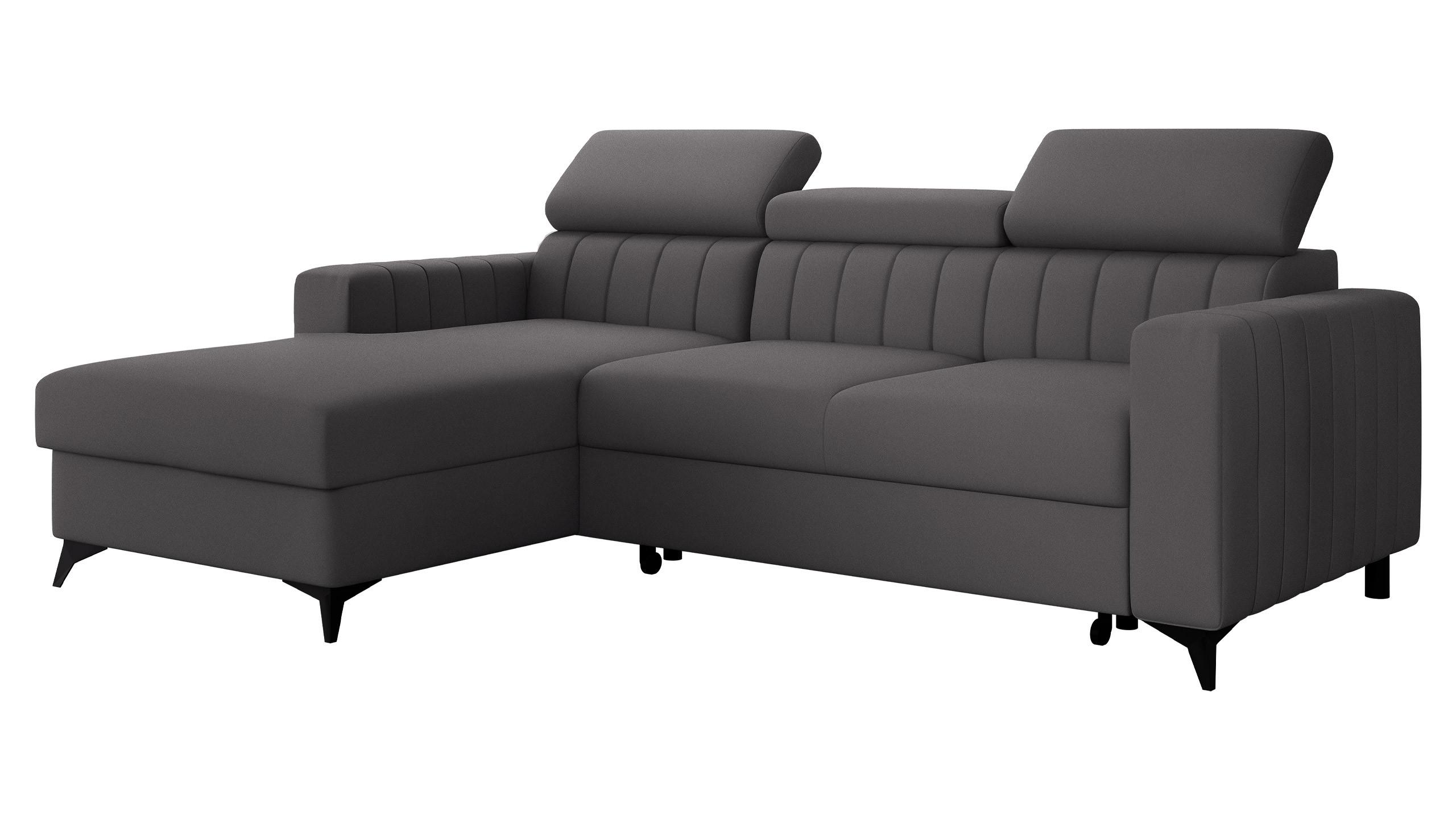ECKSOFA Milano, Seite: Links LC+2R - Schwarz/Grau, Holz/Textil (236/172cm) - MIRJAN24