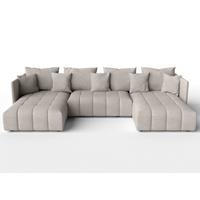 WOHNLANDSCHAFT Veliro U Beige 353/180/83 cm mit Schlaffunktion und Bettkasten - Beige/Schwarz, Kunststoff/Textil (353/83/180cm) - AX Living