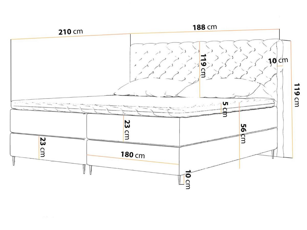 BOXBETT Bergamo 180x200 Hellgrau - Hellgrau/Schwarz, Holz/Textil (180/200cm) - Graingold