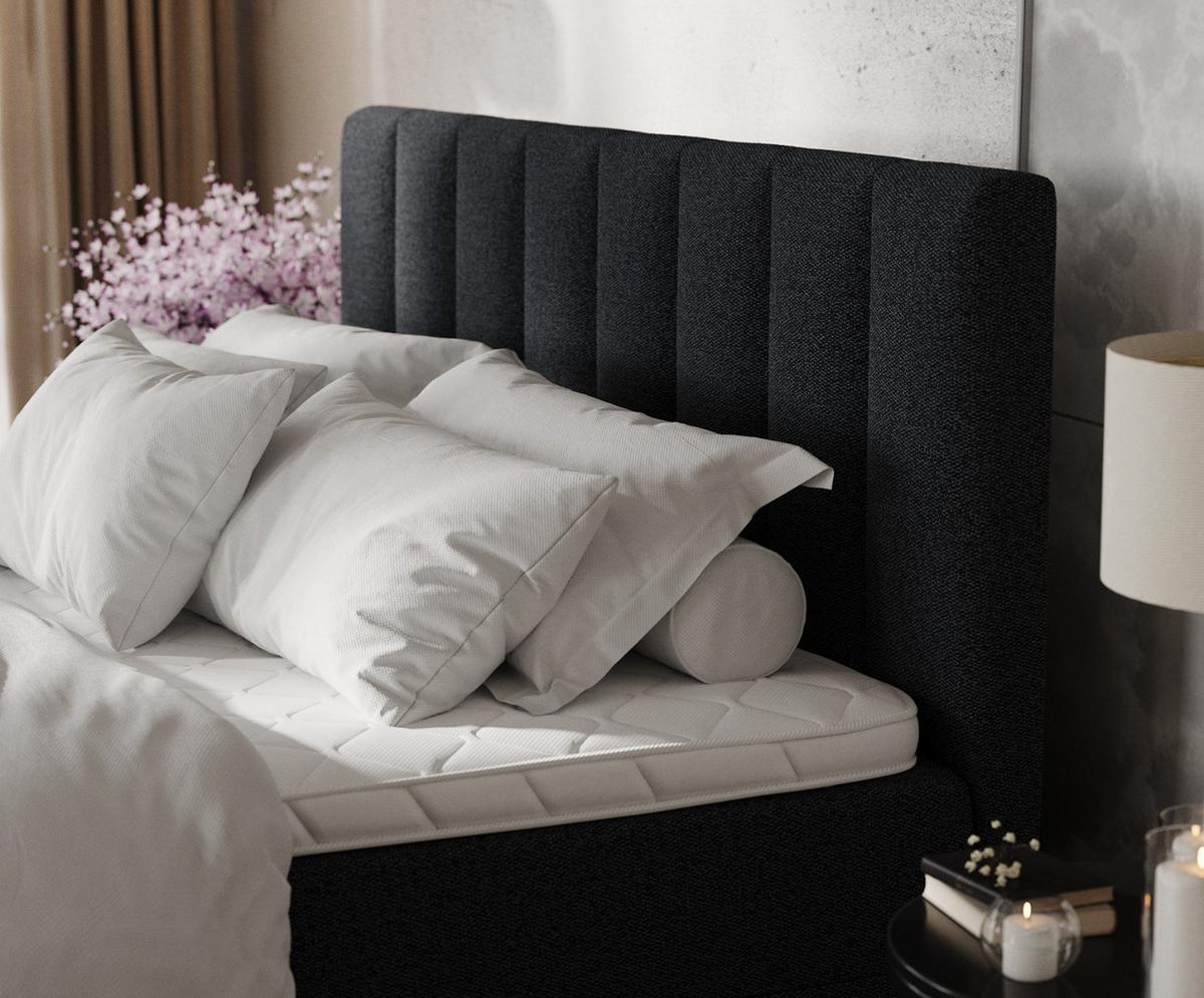 BOXBETT Lusso 140/200 cm Anthrazit im Riva Stoff - Anthrazit/Schwarz, Holz/Holzwerkstoff (140/200cm) - AltaBeds