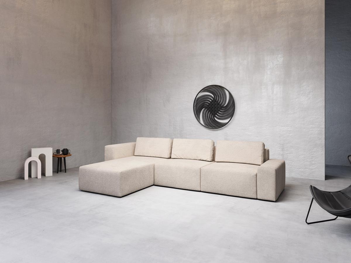 ECKSOFA L Form Arkleton Beige 360/180/93 cm Links Stil & Komfort - Beige/Schwarz, Kunststoff/Textil (180/360cm) - AX Living